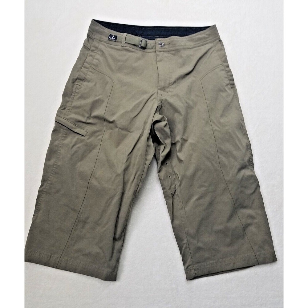 Prana Women's M Green Nylon Hiking Trail Cropped Cargo Pants Capris Breathe NWOT